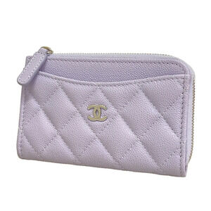 CHANEL Purple Caviar Leather Wallet